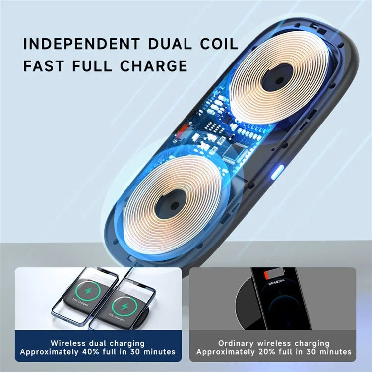 YN-102 Wireless Charger Dual Charging Pad for iPhone AirPods Samsung