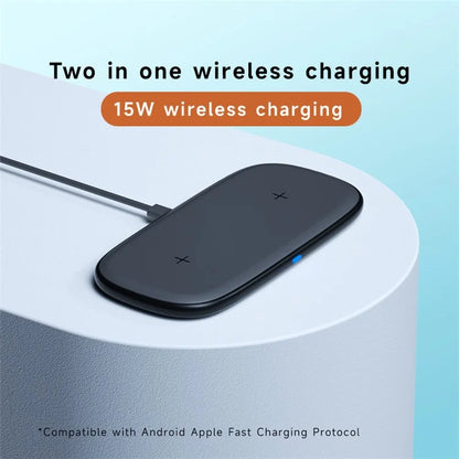 YN-102 Wireless Charger Dual Charging Pad for iPhone AirPods Samsung