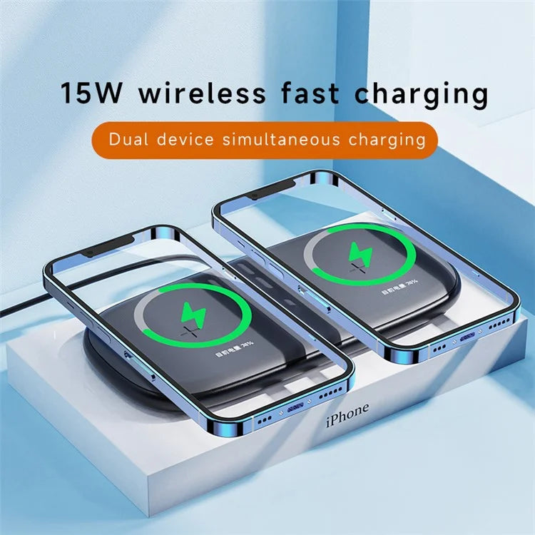 YN-102 Wireless Charger Dual Charging Pad for iPhone AirPods Samsung