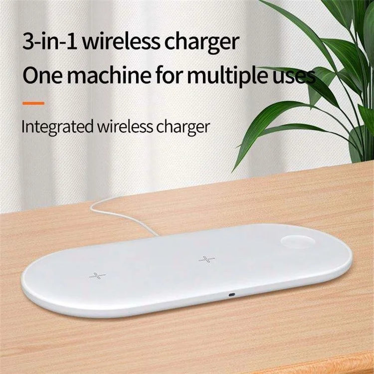 15W Max Charging Pad for Phone / Earbuds / Smart Watch 3-in-1 Desktop Wireless Charger