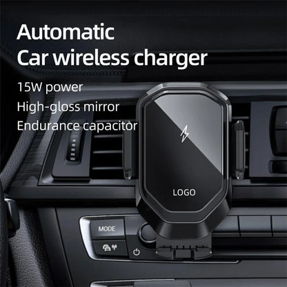 Mirror Surface Car Air Vent Clip Mobile Phone Holder 15W Fast Charging Wireless Charger