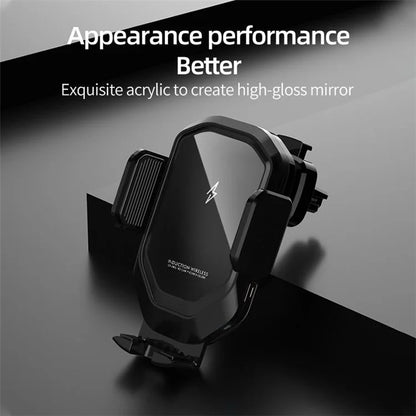 Mirror Surface Car Air Vent Clip Mobile Phone Holder 15W Fast Charging Wireless Charger