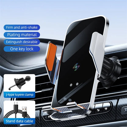 C8 15W Car Air Vent Phone Holder Wireless Charger Metal Charging Bracket