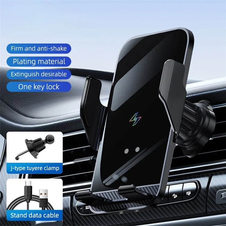 C8 15W Car Air Vent Phone Holder Wireless Charger Metal Charging Bracket
