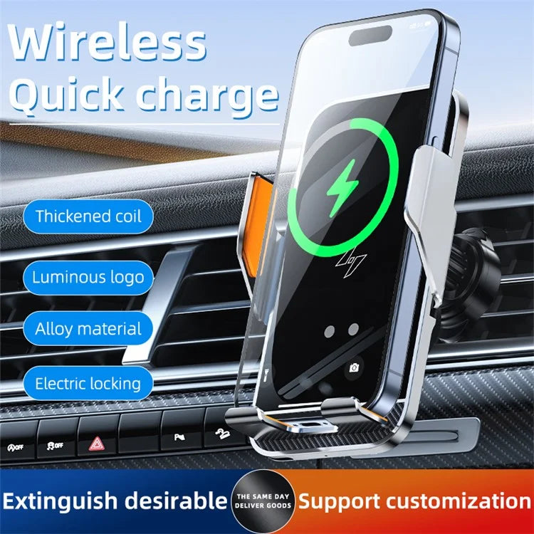 C8 15W Car Air Vent Phone Holder Wireless Charger Metal Charging Bracket