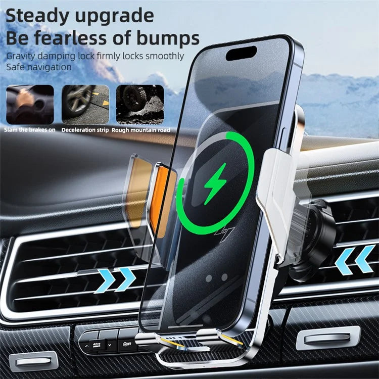 C8 15W Car Air Vent Phone Holder Wireless Charger Metal Charging Bracket