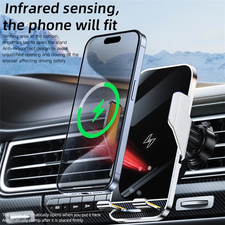 C8 15W Car Air Vent Phone Holder Wireless Charger Metal Charging Bracket