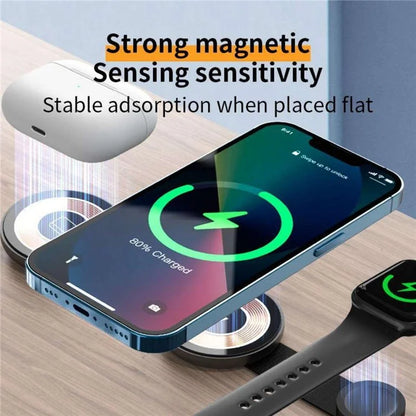 W-162 3-in-1 Foldable Charging Dock Magnetic Wireless Charger for iWatch / AirPods / Phone