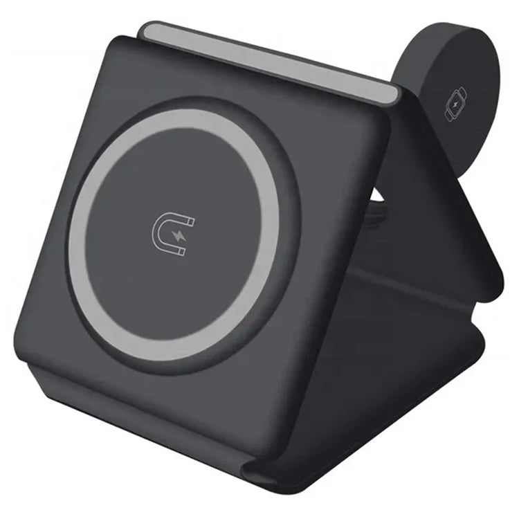 W-126 3 In 1 Wireless Magnetic Charging Station Phone Charging Pad Foldable Watch Earphone Charger