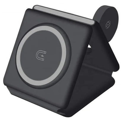 W-126 3 In 1 Wireless Magnetic Charging Station Phone Charging Pad Foldable Watch Earphone Charger