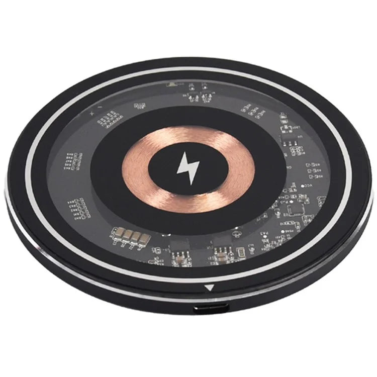 W102 Aluminum Alloy Wireless Charger Qi-Standard 15W Wireless Charging Pad with Light for Cell Phones