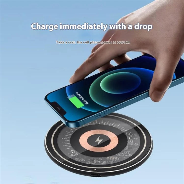 W102 Aluminum Alloy Wireless Charger Qi-Standard 15W Wireless Charging Pad with Light for Cell Phones