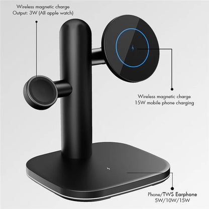 W98 Compatible with MagSafe 15W Wireless Charger Stand with Light for Apple Watch AirPods iPhone