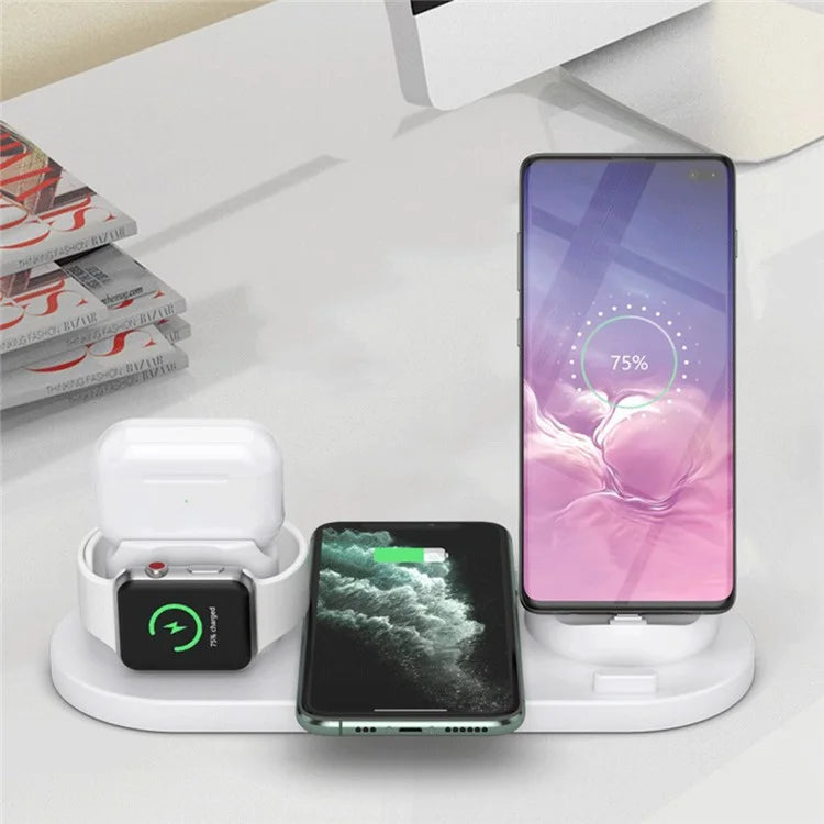 B07C 6-in-1 Desktop Phone Watch Earphone Charging Stand Wireless Charger