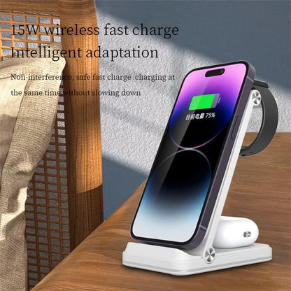 B27 3-in-1 Foldable Wireless Charger Phone Watch Earphone Charging Dock