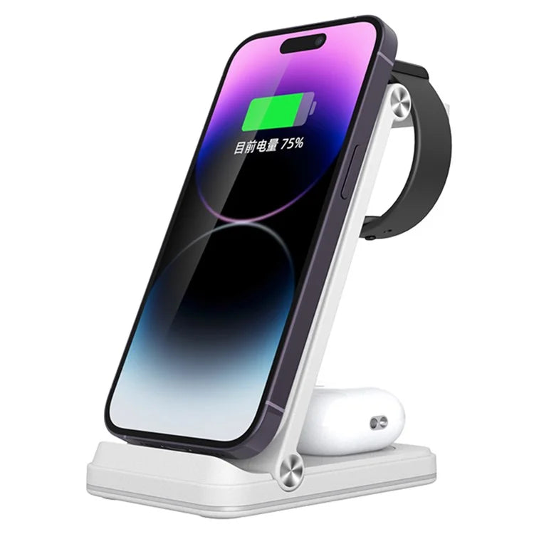 B27 3-in-1 Foldable Wireless Charger Phone Watch Earphone Charging Dock