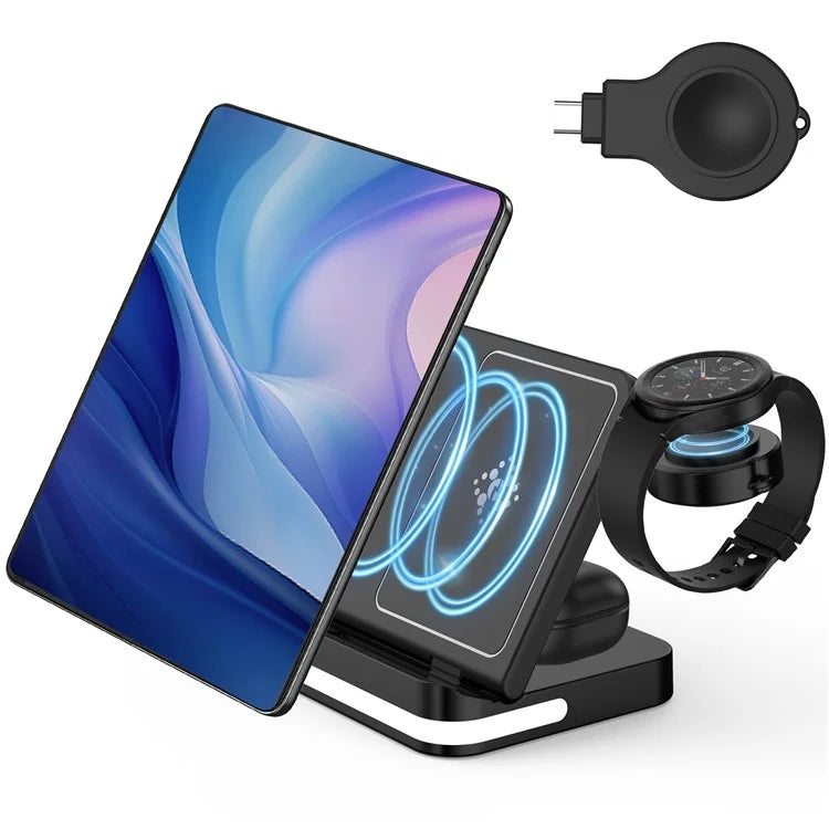 B26 For Samsung Watch Wireless Charger Foldable Phone Earphone Smartwatch 3-in-1 Charging Stand