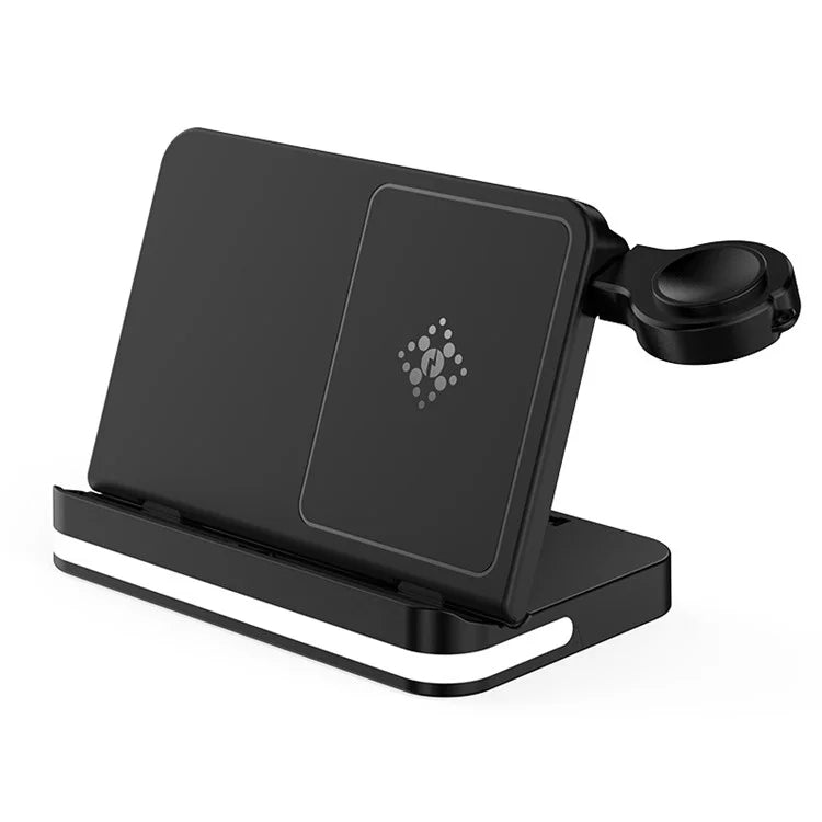 B26 For Samsung Watch Wireless Charger Foldable Phone Earphone Smartwatch 3-in-1 Charging Stand