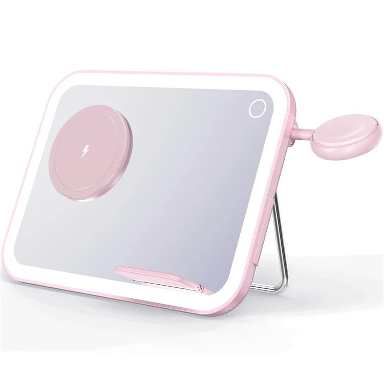 V22 3-in-1 Compatible with MagSafe Wireless Charger with LED Makeup Mirror and Night Light
