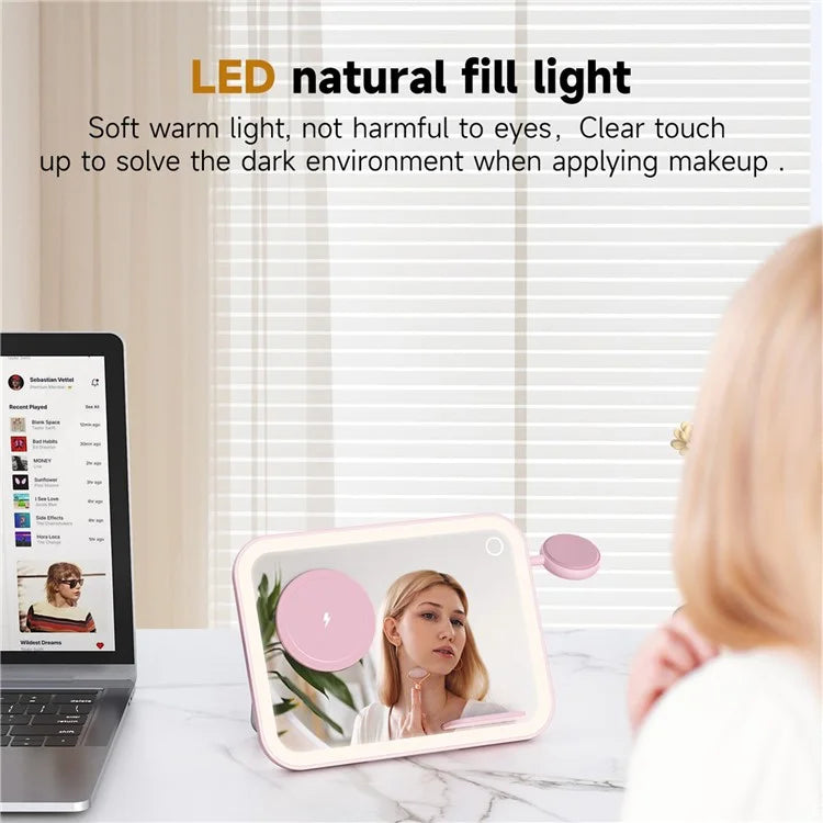 V22 3-in-1 Compatible with MagSafe Wireless Charger with LED Makeup Mirror and Night Light