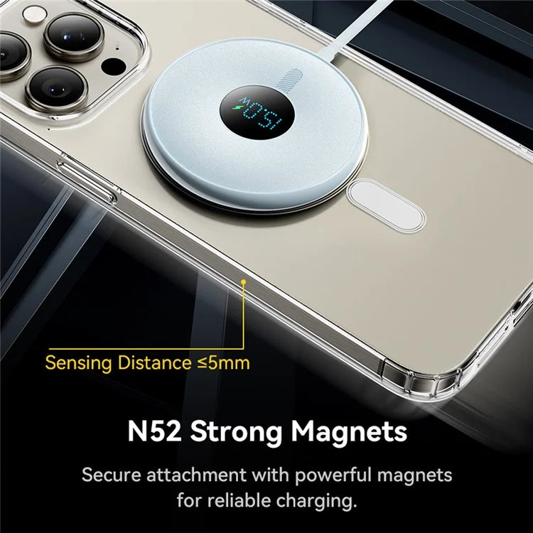 ESSAGER 15W Fast Charging Circular Magnetic Wireless Charger with Digital Display