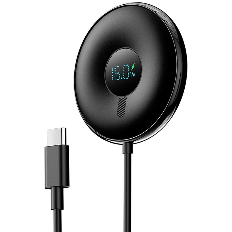 ESSAGER 15W Fast Charging Circular Magnetic Wireless Charger with Digital Display