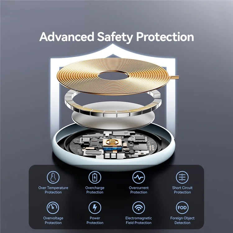 ESSAGER 15W Fast Charging Circular Magnetic Wireless Charger with Digital Display