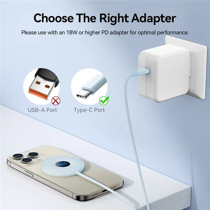 ESSAGER 15W Fast Charging Circular Magnetic Wireless Charger with Digital Display