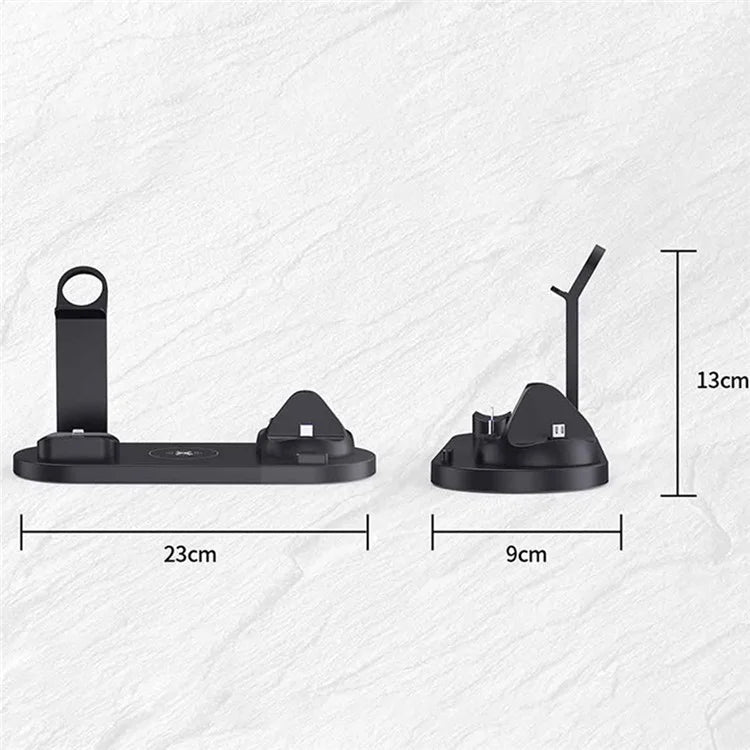 B-07 6-in-1 Desktop Phone Watch Earphone Charging Stand Wireless Charging Dock