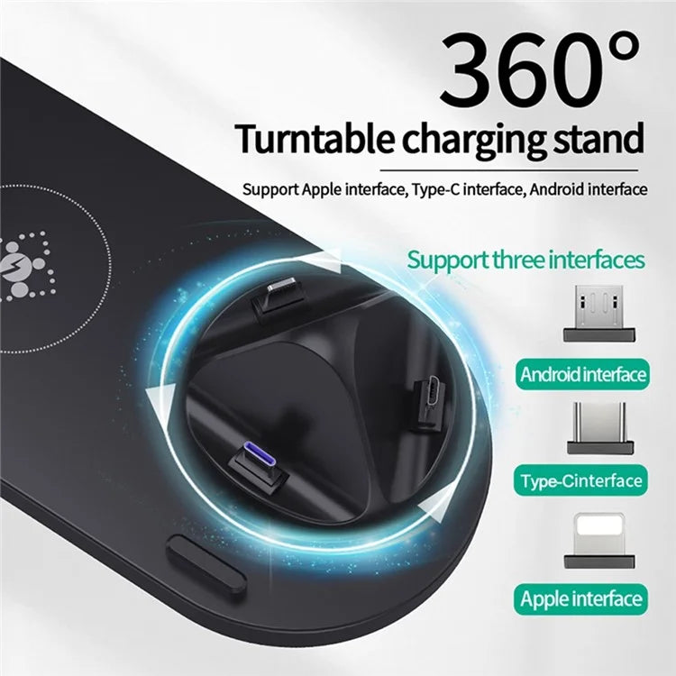 B-07 6-in-1 Desktop Phone Watch Earphone Charging Stand Wireless Charging Dock