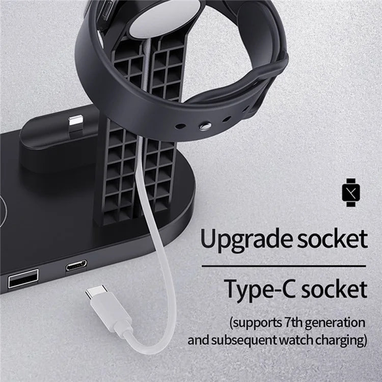 B-07 6-in-1 Desktop Phone Watch Earphone Charging Stand Wireless Charging Dock