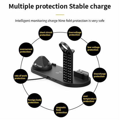B07A For iPhone / iWatch / AirPods 6-in-1 Desktop Charging Stand 15W Wireless Charging Charger