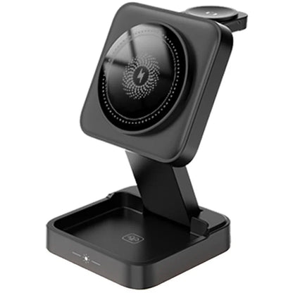 LHT-69 Phone Watch Earphone 3-in-1 Desktop Charging Stand Foldable Magnetic Wireless Charger
