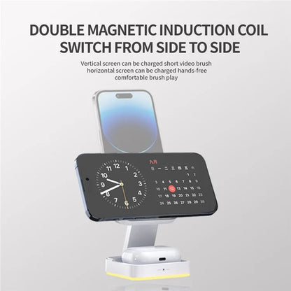 LHT-69 Phone Watch Earphone 3-in-1 Desktop Charging Stand Foldable Magnetic Wireless Charger