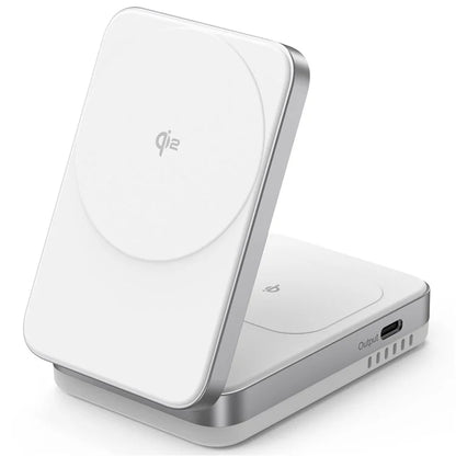 YF-M29 Qi2 Certified 2-in-1 15W Magnetic Wireless Charger with Aluminum Alloy Frame for Earbuds  /  iPhone