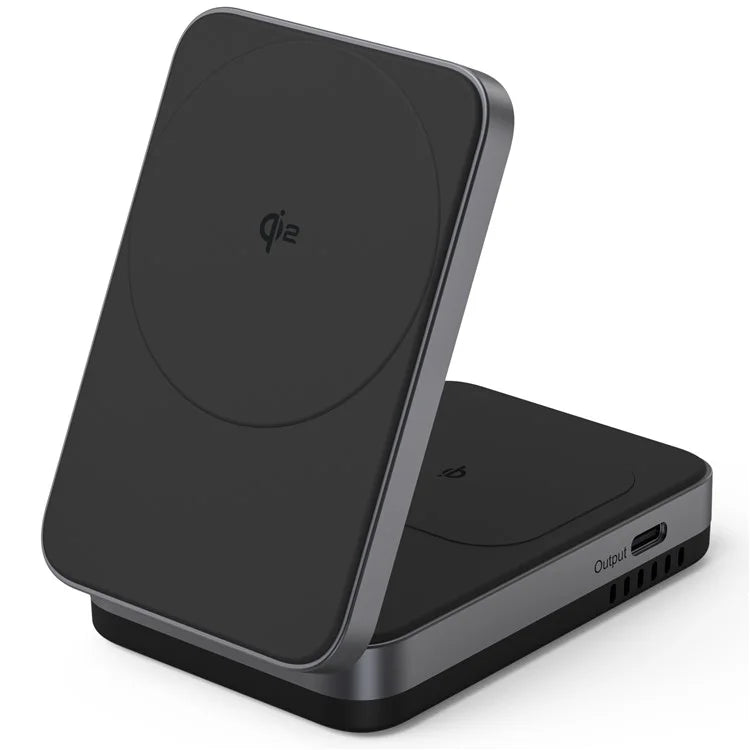 YF-M29 Qi2 Certified 2-in-1 15W Magnetic Wireless Charger with Aluminum Alloy Frame for Earbuds  /  iPhone