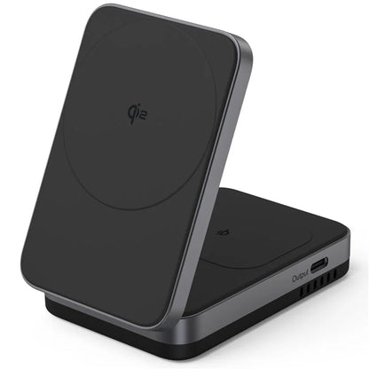 YF-M29 Qi2 Certified 2-in-1 15W Magnetic Wireless Charger with Aluminum Alloy Frame for Earbuds  /  iPhone