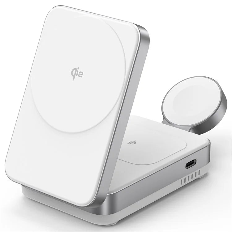 YF-M27 Qi2 Certified 3-in-1 15W Magnetic Wireless Charger with Aluminum Alloy Frame for Earbuds  /  Apple Watch  /  iPhone