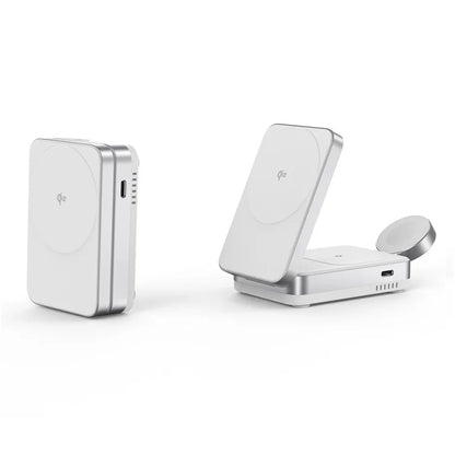 YF-M27 Qi2 Certified 3-in-1 15W Magnetic Wireless Charger with Aluminum Alloy Frame for Earbuds  /  Apple Watch  /  iPhone
