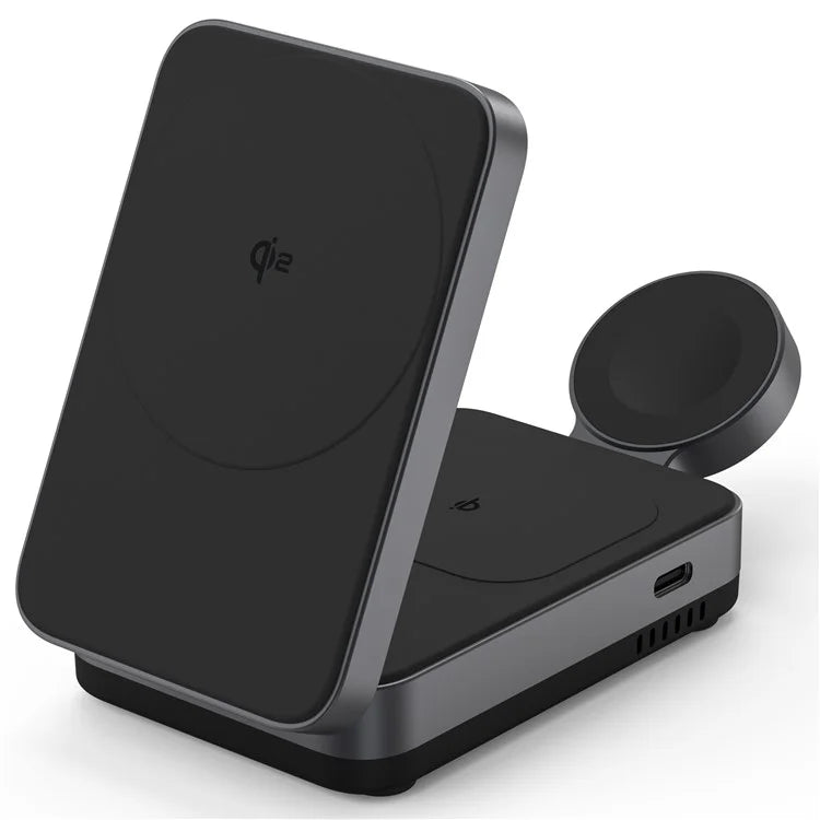 YF-M27 Qi2 Certified 3-in-1 15W Magnetic Wireless Charger with Aluminum Alloy Frame for Earbuds  /  Apple Watch  /  iPhone