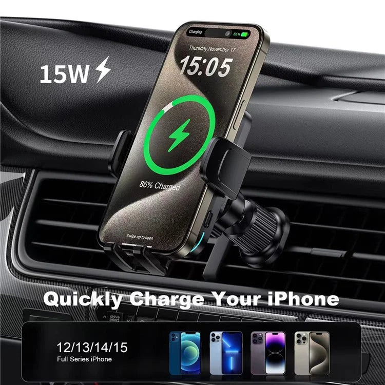 WIWU CH-321 Car Air Vent Phone Bracket 15W Wireless Charger Auto Clamping Phone Holder