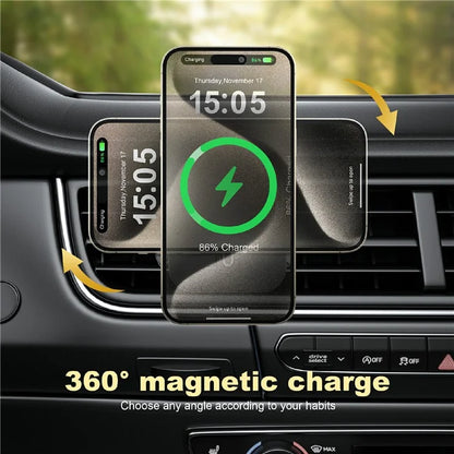 WIWU CH-323 Qi2 MAGO Wireless Car Mount Charger Vehicle Air Vent Phone Holder Compatible with MagSafe
