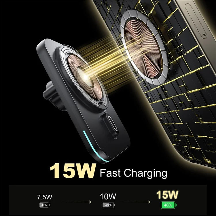 WIWU CH-323 Qi2 MAGO Wireless Car Mount Charger Vehicle Air Vent Phone Holder Compatible with MagSafe