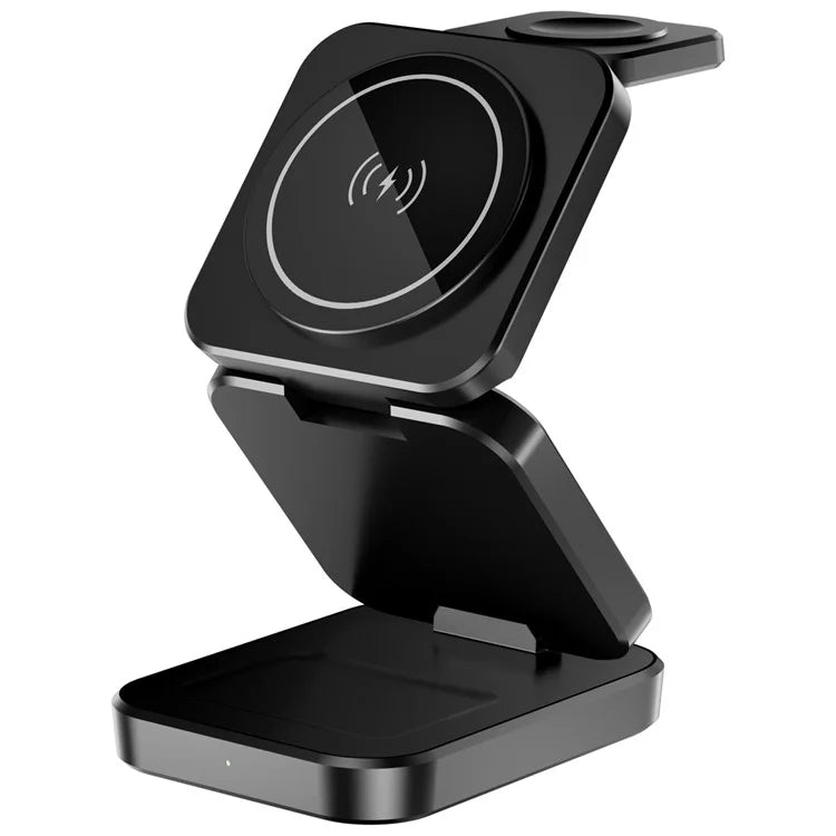 A380 3-in-1 15W Fast Charging Desktop Bracket Folding Magnetic Wireless Charger Compatible with iPhone  /  Apple Watch  /  Airpods