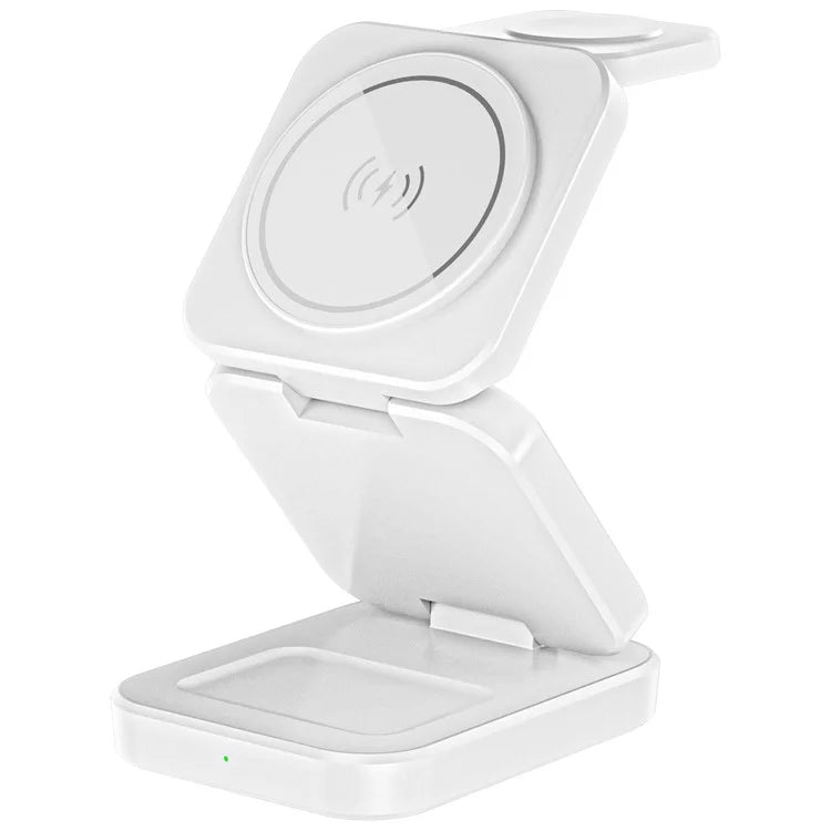A380 3-in-1 15W Fast Charging Desktop Bracket Folding Magnetic Wireless Charger Compatible with iPhone  /  Apple Watch  /  Airpods