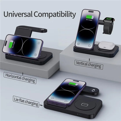 B-18C 3 in 1 Wireless Charger 15W Fast Charging Station Charger Stand for Apple Watch, Iphone, AirPods