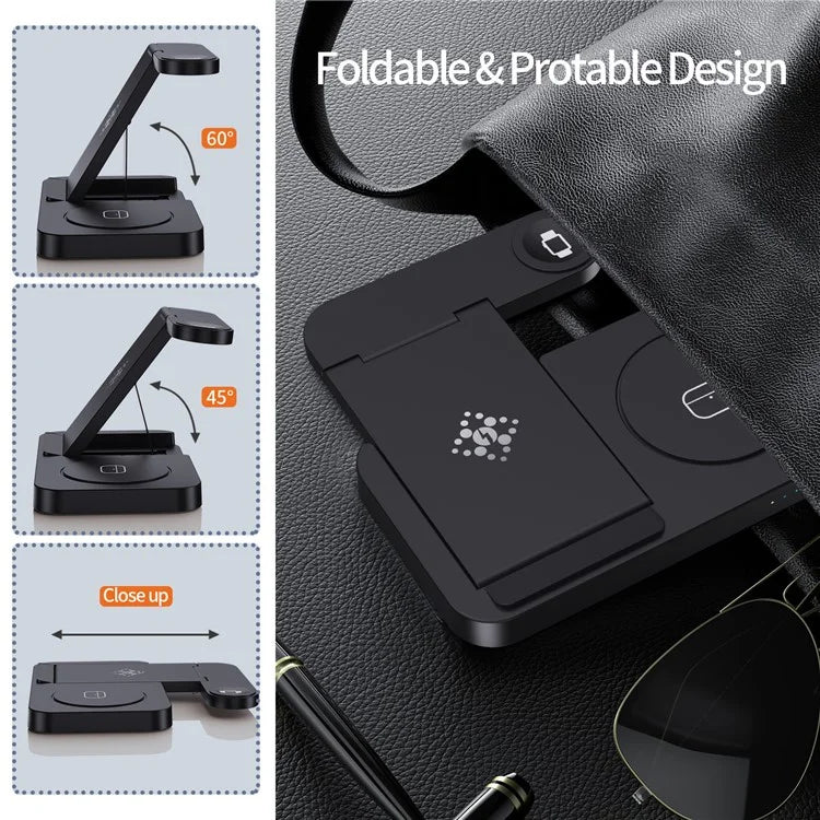 B-18C 3 in 1 Wireless Charger 15W Fast Charging Station Charger Stand for Apple Watch, Iphone, AirPods