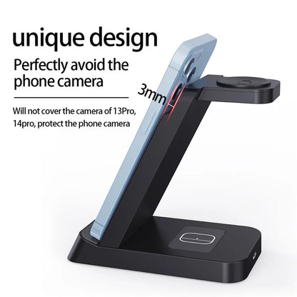 B-20A Vertical Wireless Charger for Apple Watch, iPhone, AirPods 3 in 1 Wireless Charger Stand Dock Station