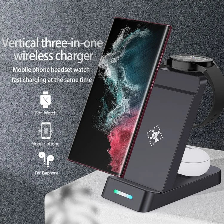 B-20A Wireless Charger for Samsung Galaxy Phone  /  Watch  /  Buds 3 in 1 Wireless Charger Stand Dock Station