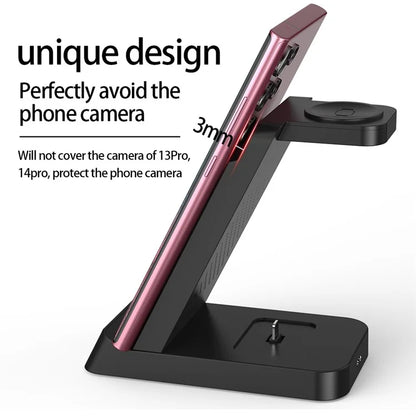 B-20A Wireless Charger for Samsung Galaxy Phone  /  Watch  /  Buds 3 in 1 Wireless Charger Stand Dock Station